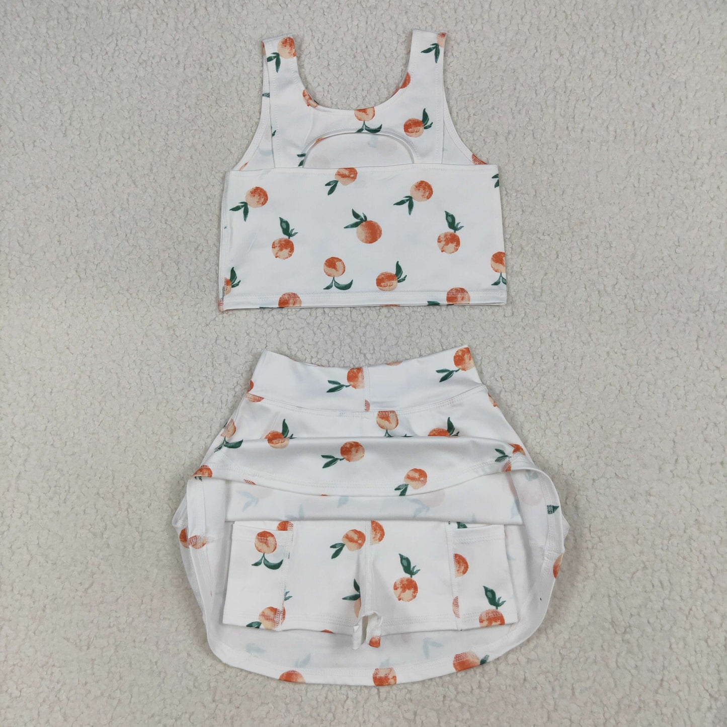 Sibling Baby Girls Sleeveless Stripe Checked Leopard Vest Top Yoga Athletic Skorts Sets