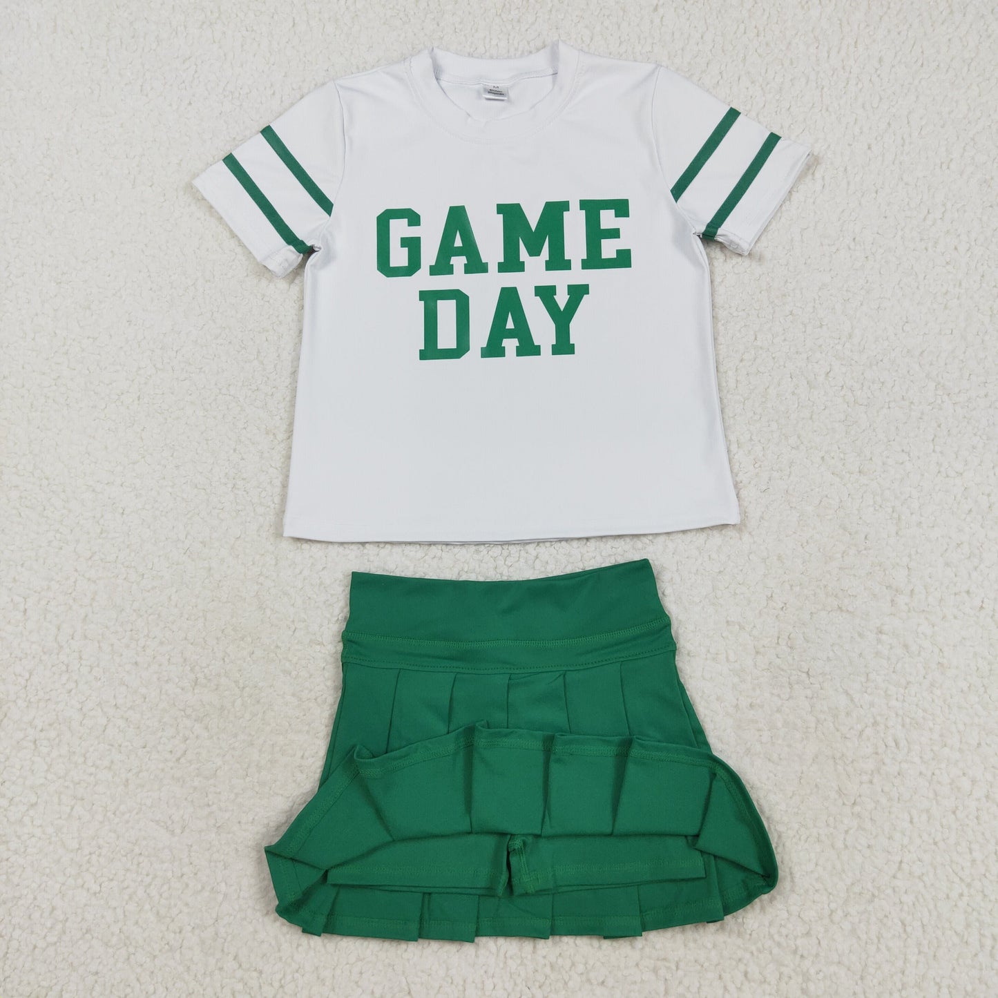 Sibling Baby Girls Game Day Tee Shirts Tops Pleated Skirts Short Yoga Active Team Clothes Sets