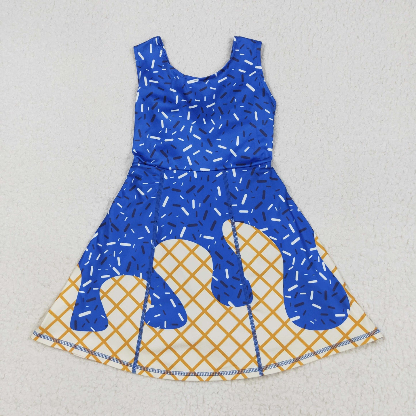Sibling Baby Kids Blue Drip Team Hoodies Top Yoga Short Knee Length Dresses
