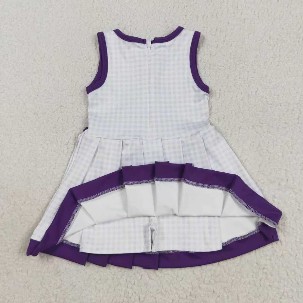 Sibling 3 Colors Baby Girls Plaid Sleeveless Ruffle Short Yoga Knee Length Dresses