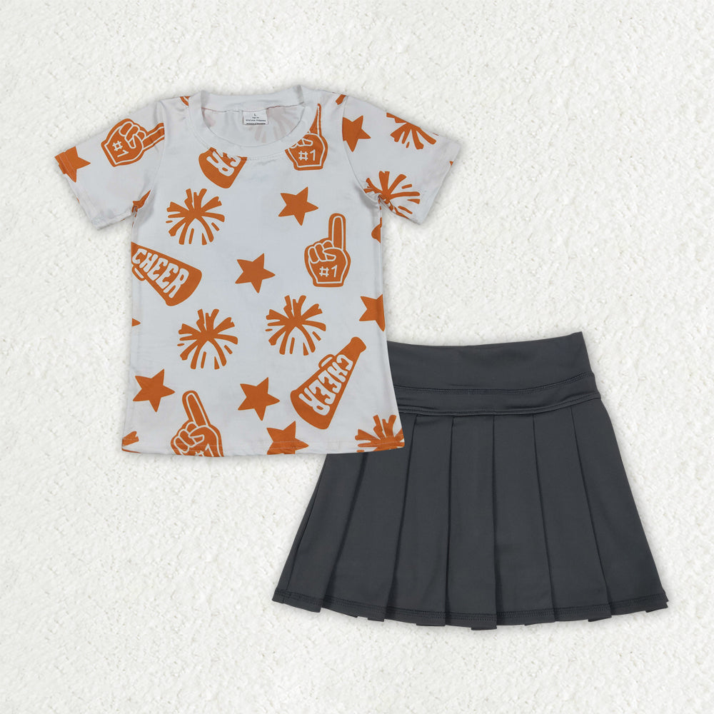 Sibling Baby Girls Cheer Plaid Shirts Top Yoga Skorts Team Sets