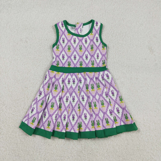 GSD2868 Baby Girls Mardigras Crayfishes Checked Yoga Active Ruffle Shorts Knee Length Dress