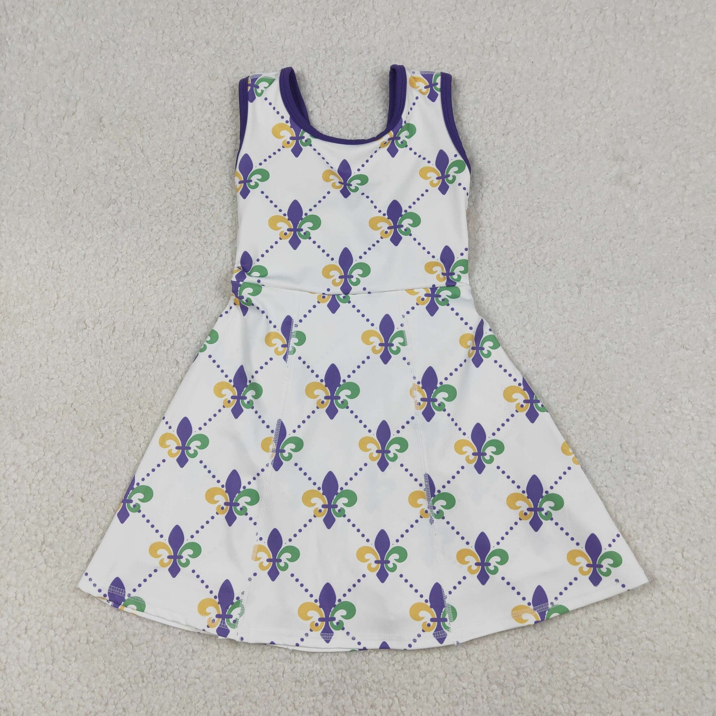 GSD2944 Baby Girls Anchors Checked Mardigras Yoga Active Shorts Knee Length Dresses