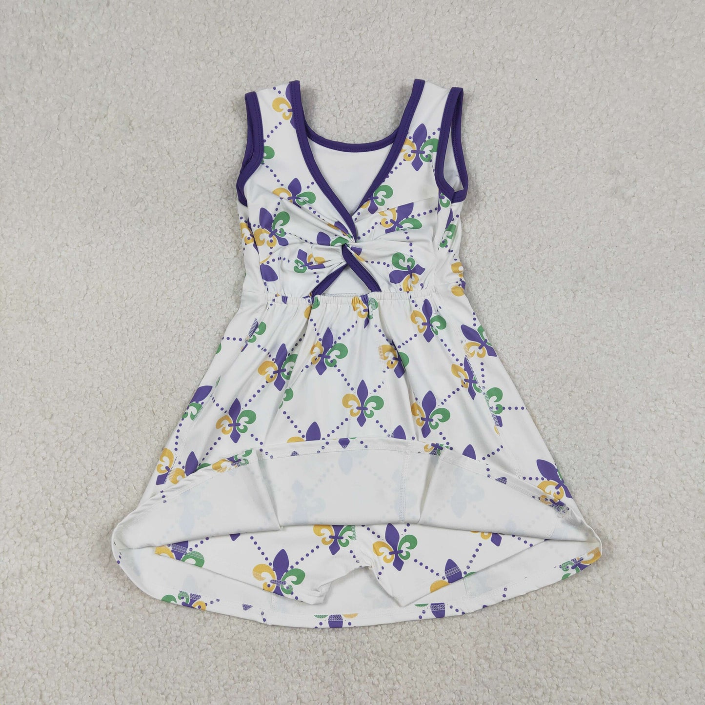 GSD2944 Baby Girls Anchors Checked Mardigras Yoga Active Shorts Knee Length Dresses