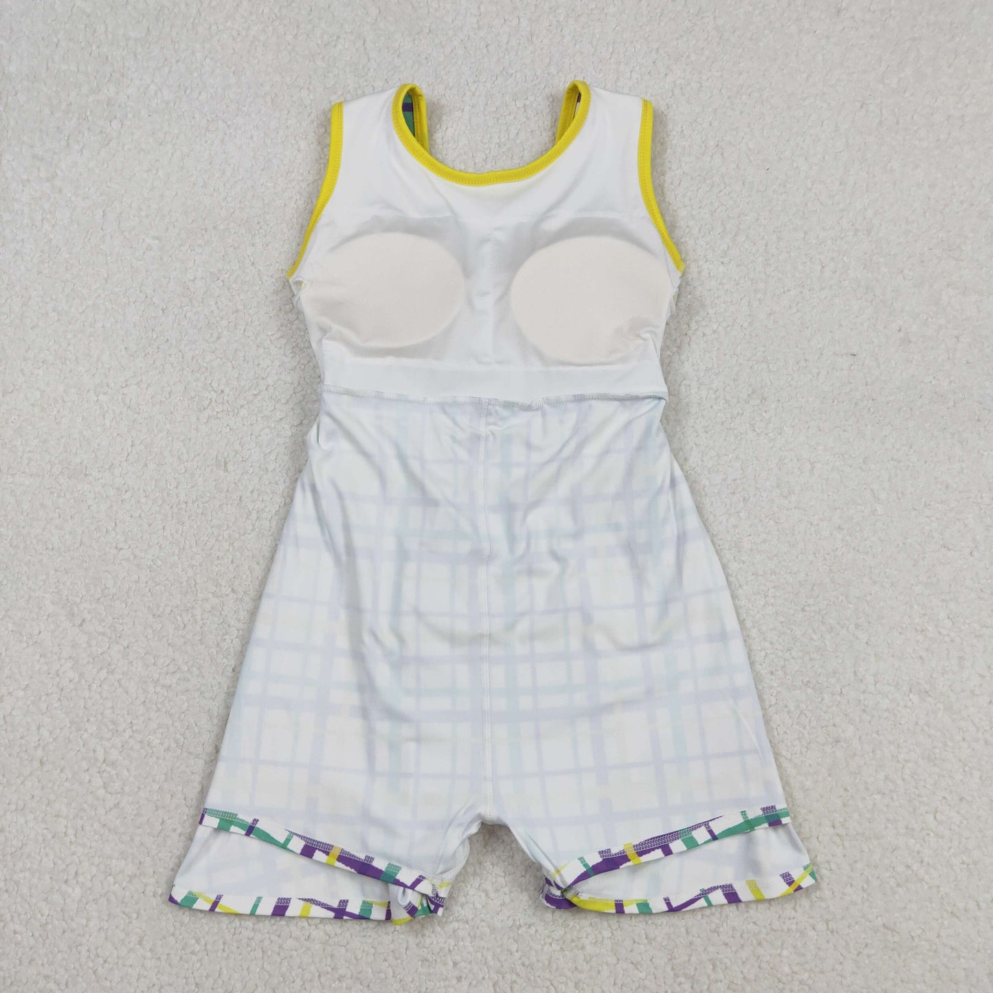 GSD2945 Baby Girls Mardigras Checked Yoga Active Shorts Knee Length Dresses