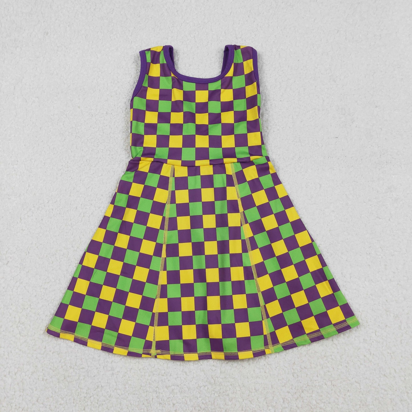 Sibling Baby Girls Sleeveless Mardigras Yoga Active Shorts Knee Length Dresses
