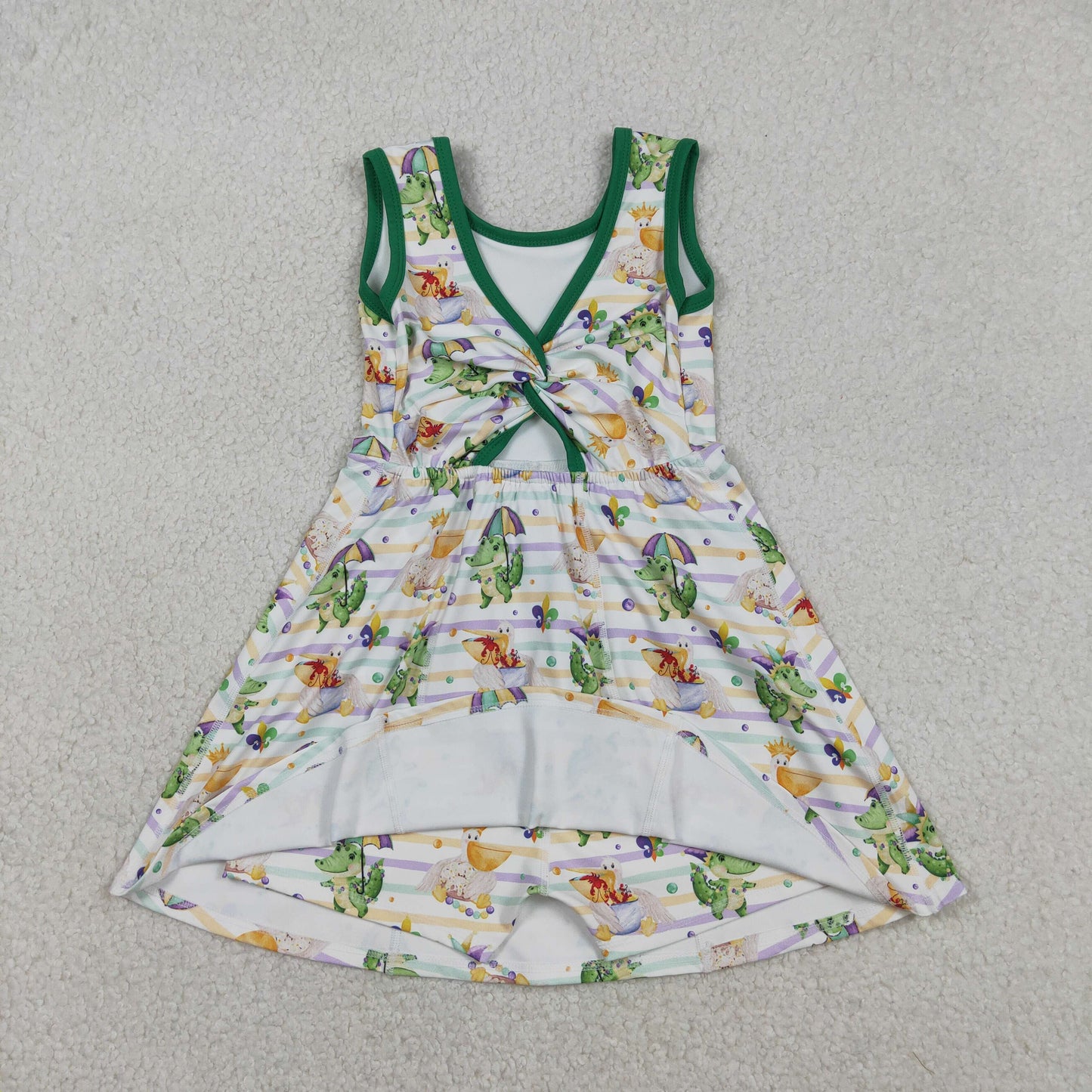 GSD2950 Baby Girls Crown Anchors Stripe Mardigras Yoga Active Shorts Knee Length Dress