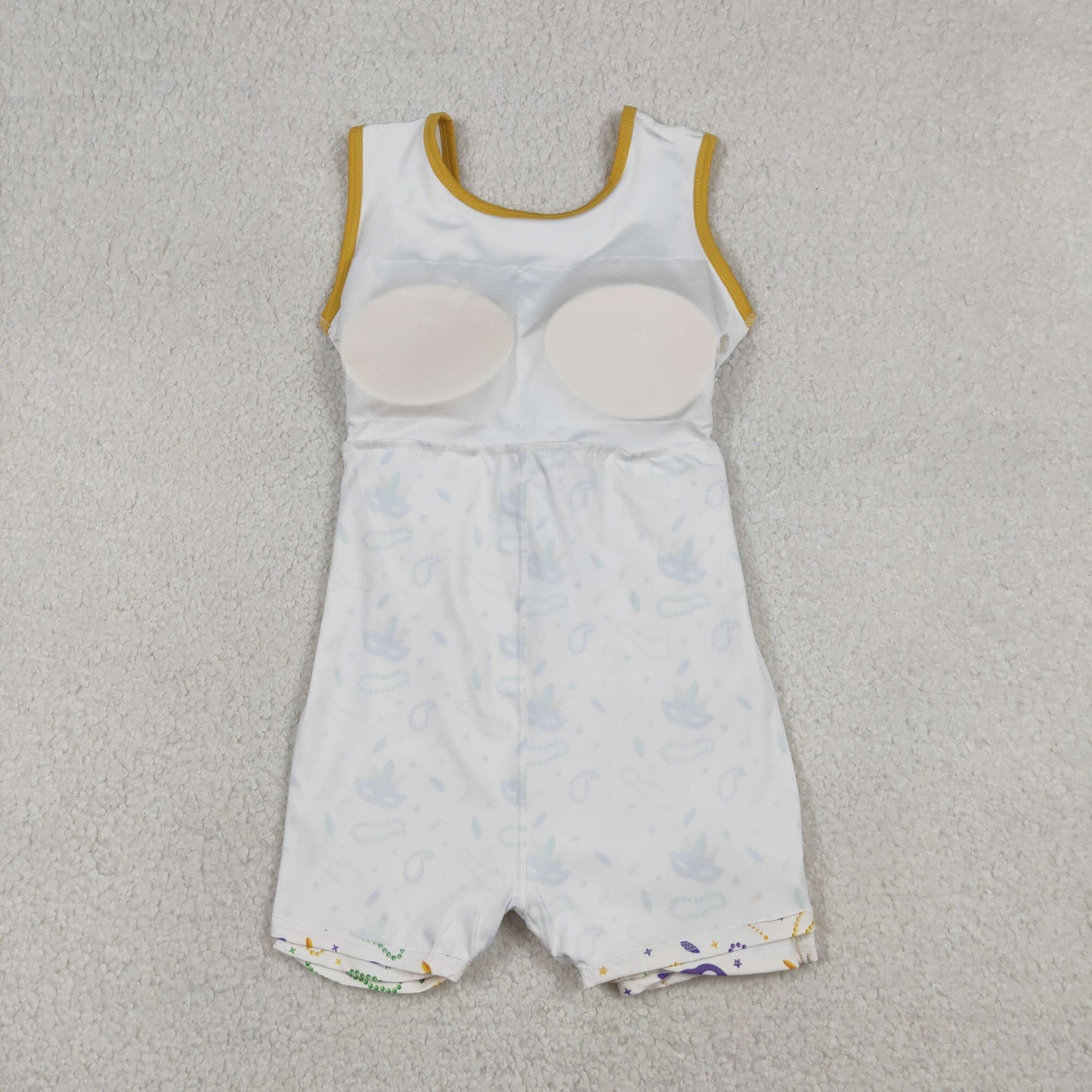 GSD2951 Baby Girls Mask Necklaces Stripe Mardigras Yoga Active Shorts Knee Length Dress