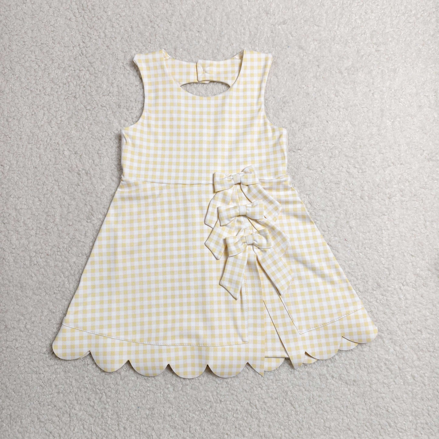Sibling Baby Girls Bows Yoga Active Shorts Scallop Knee Length Dresses