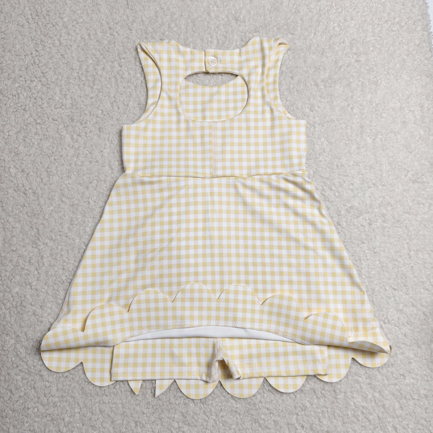 Sibling Baby Girls Bows Yoga Active Shorts Scallop Knee Length Dresses