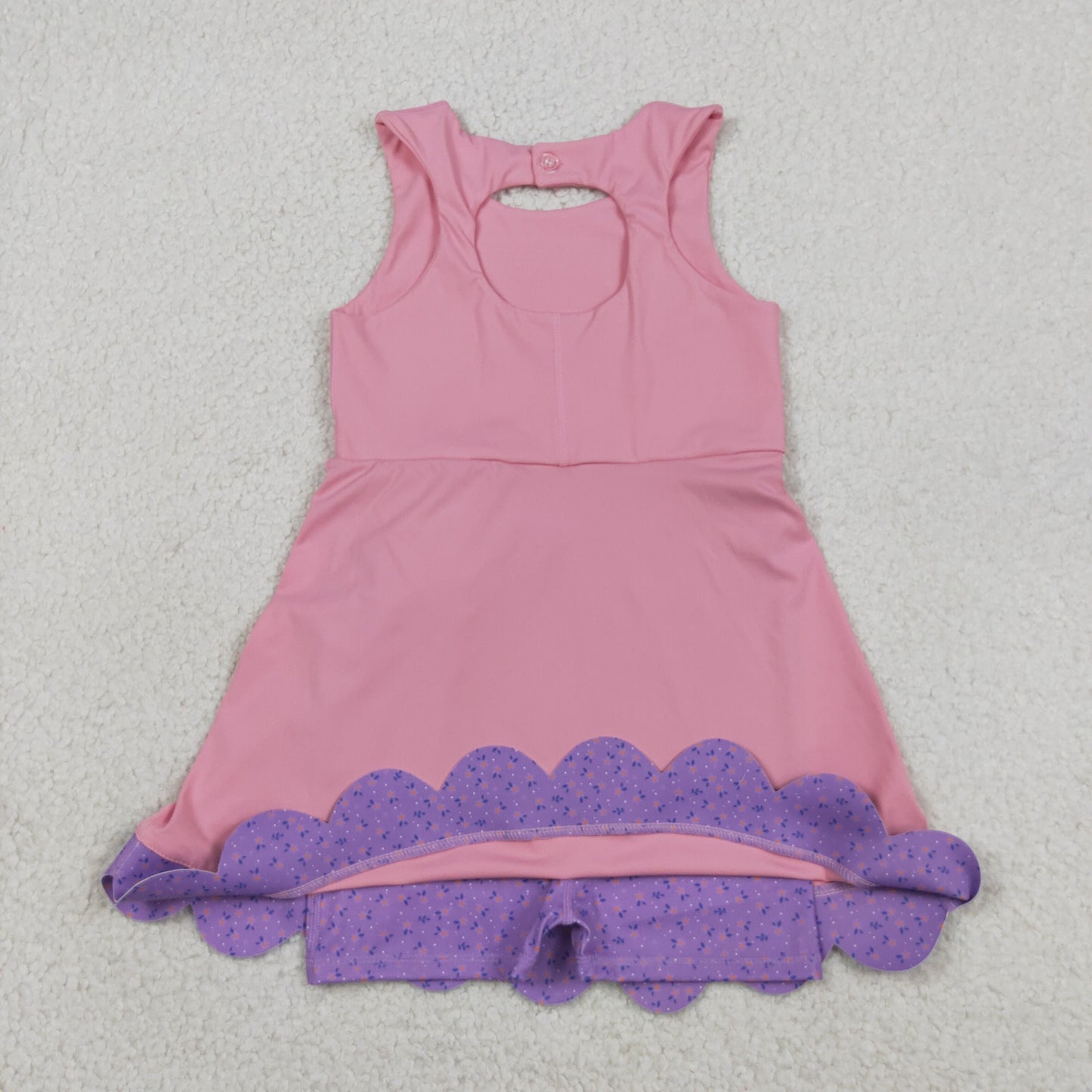 Sibling Baby Girls Sleeveless Bows Shorts Scallop Knee Length Dresses