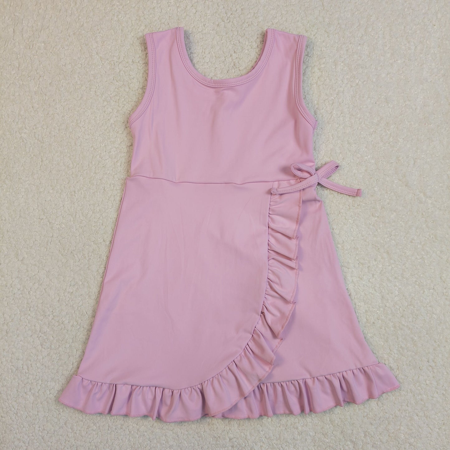 Sibling Baby Girls Sleeveless Yoga Active Shorts Ruffle Knee Length Dresses