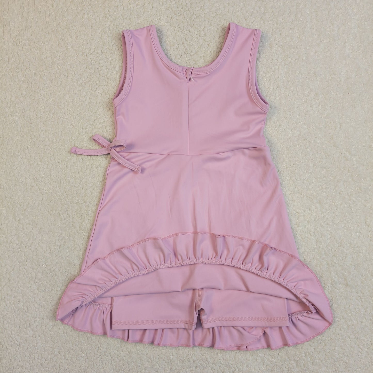 Sibling Baby Girls Sleeveless Yoga Active Shorts Ruffle Knee Length Dresses
