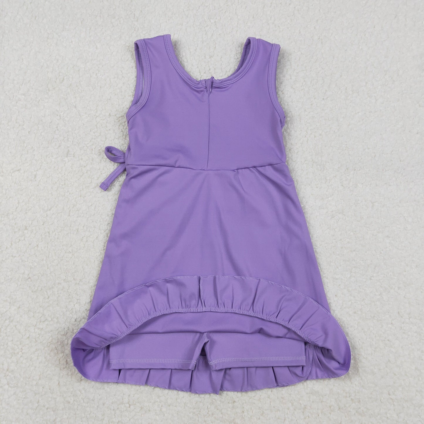 GSD3036 Baby Girls Purple Sleeveless Yoga Active Ruffle Shorts Knee Length Dresses