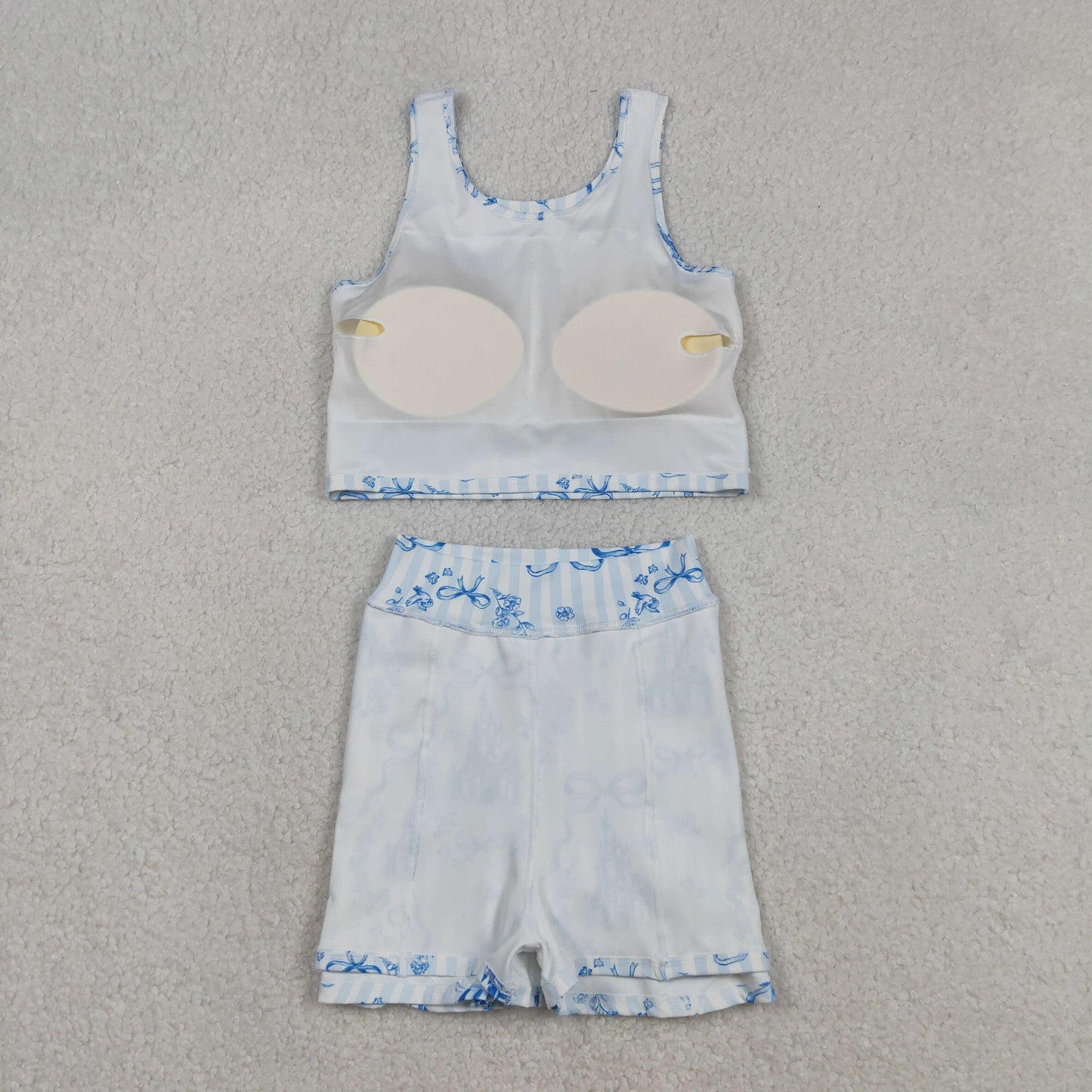 Sibling Baby Girls Flowers Bows Sleeveless Vest Yoga Athletic Skorts Sets