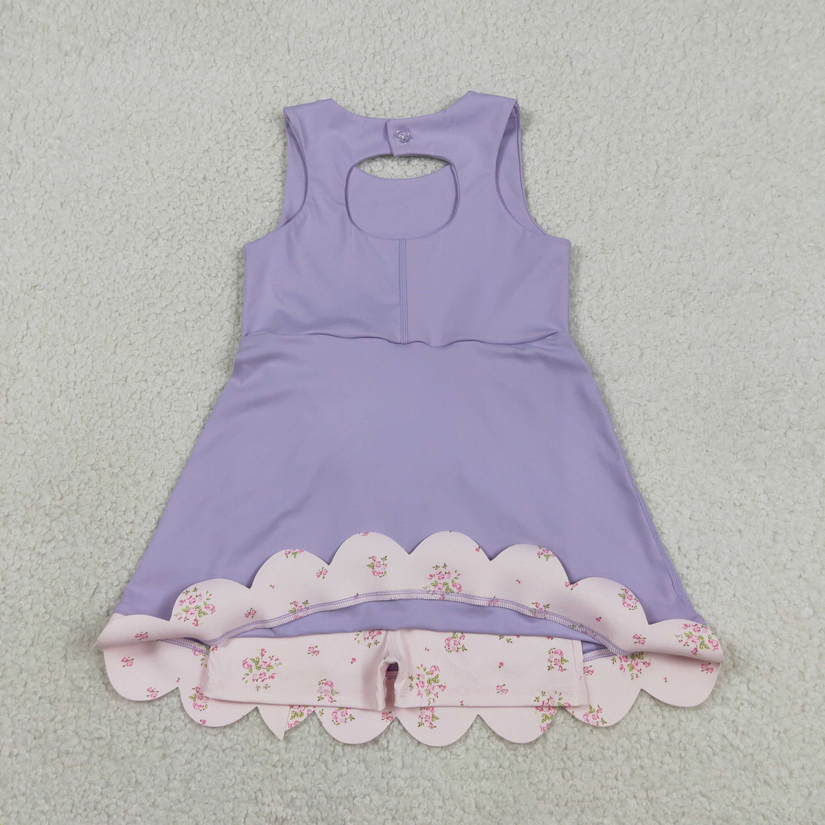 GSD3317 Baby Girls Lavender Pink Sleeveless Yoga Active Short Bows Scallop Dress