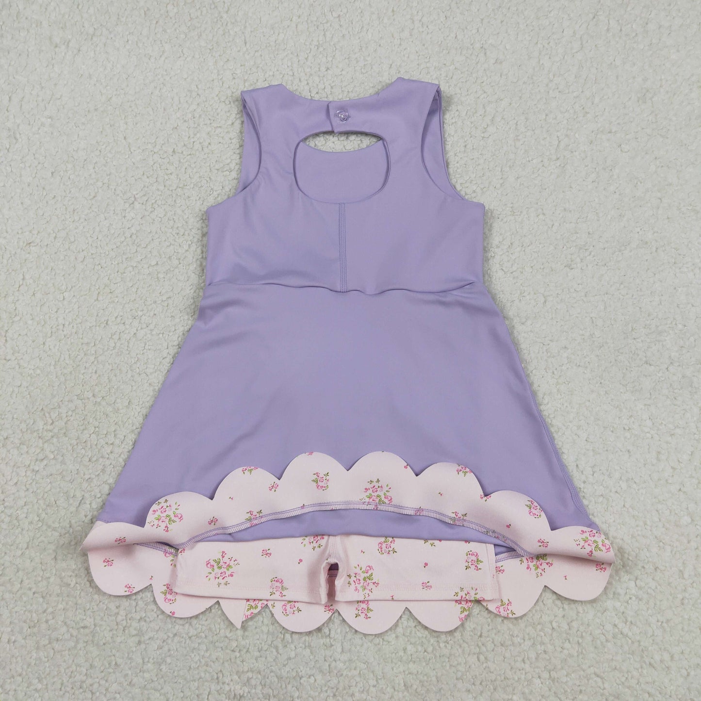 Sibling Baby Girls Sleeveless Bows Shorts Scallop Knee Length Dresses