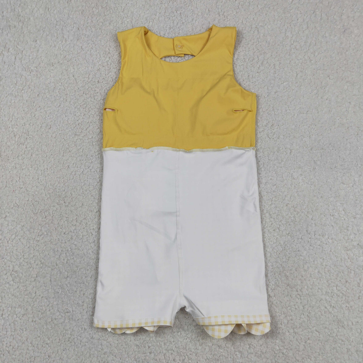 GSD3318 Baby Girls Yellow Sleeveless Yoga Active Short Bows Scallop Knee length Dress