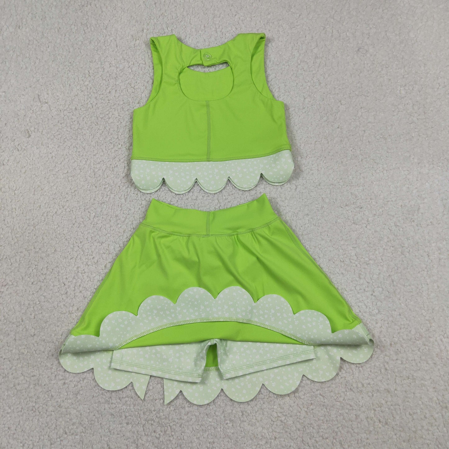 Sibling Baby Girls Sleeveless Vest Scallop Bows Skirt Shorts Yoga Active Clothes Sets