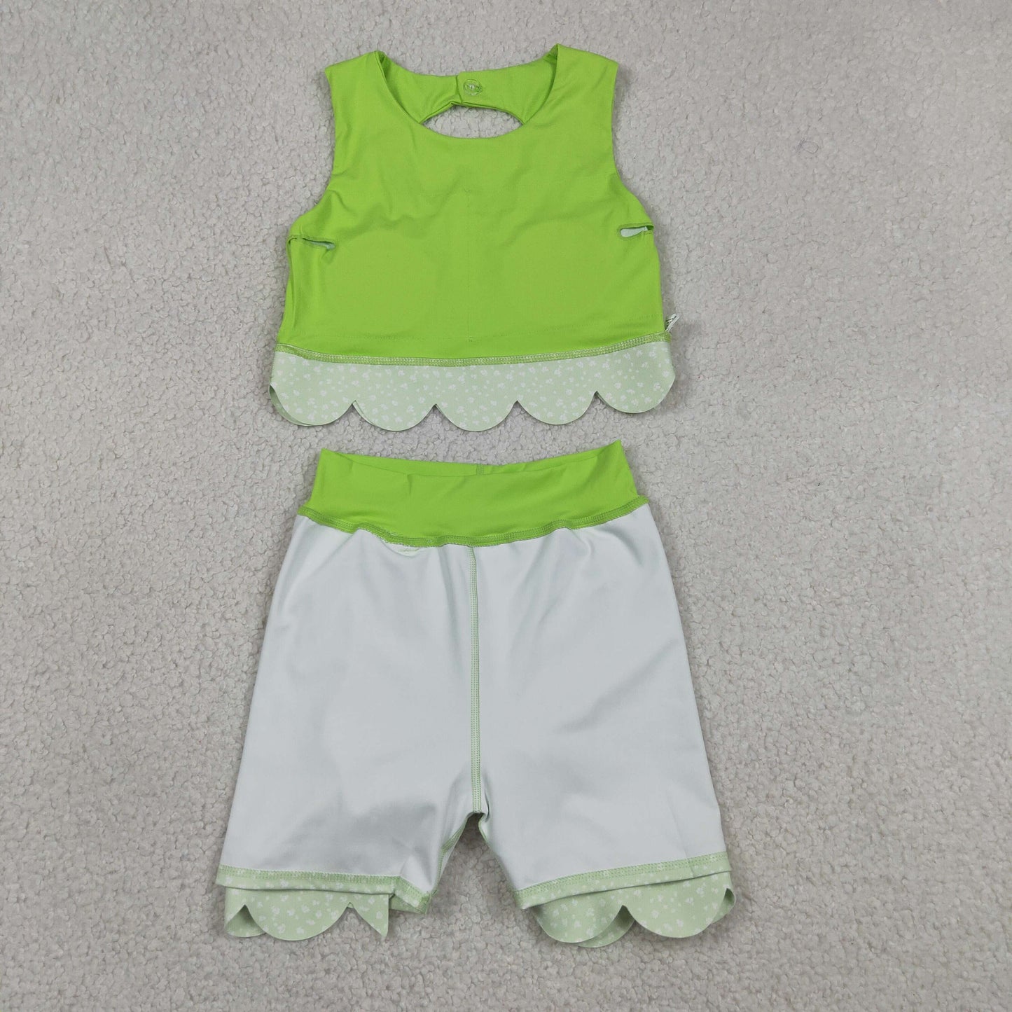 Sibling Baby Girls Sleeveless Vest Scallop Bows Skirt Shorts Yoga Active Clothes Sets