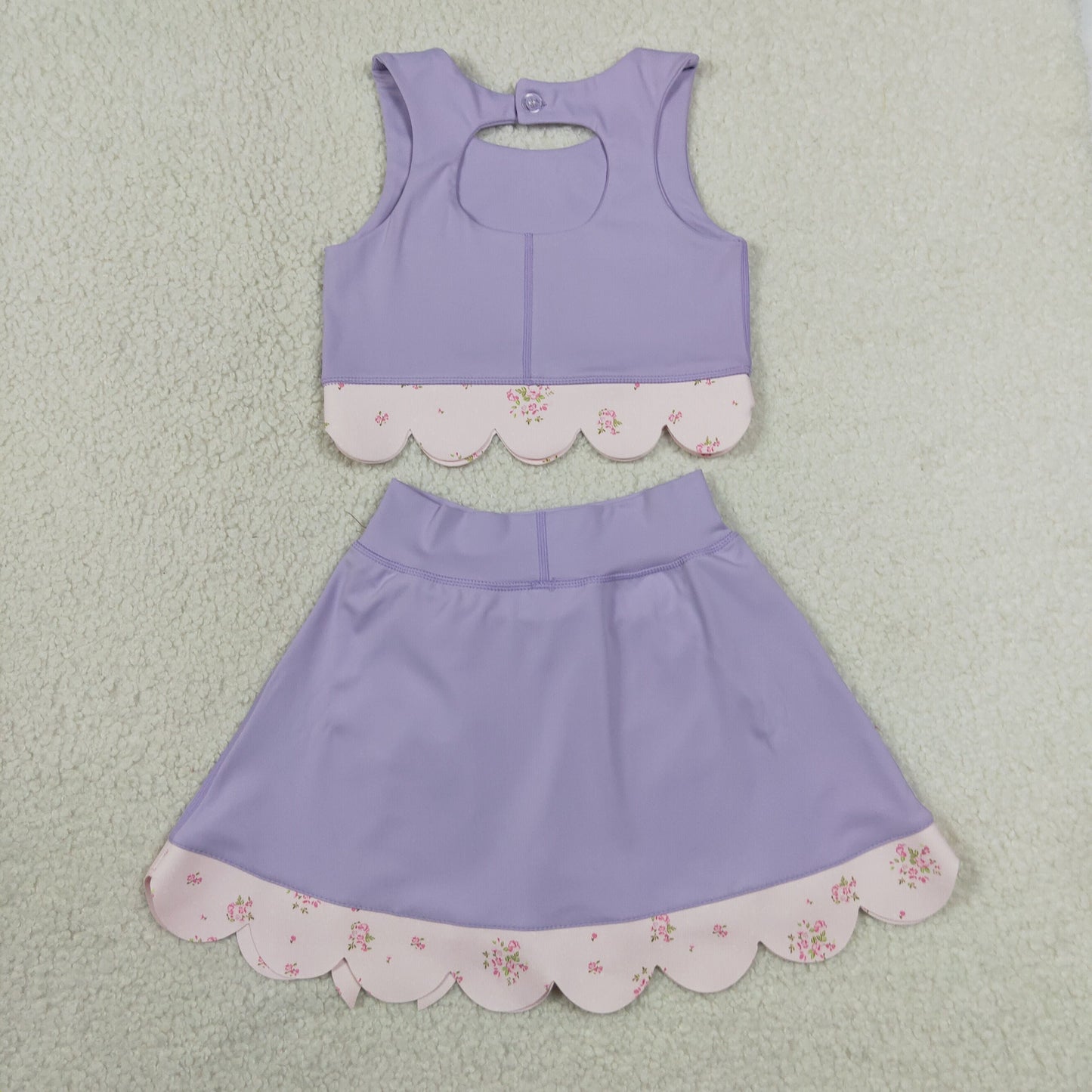 Sibling Baby Girls Sleeveless Vest Scallop Bows Skirt Shorts Yoga Active Clothes Sets