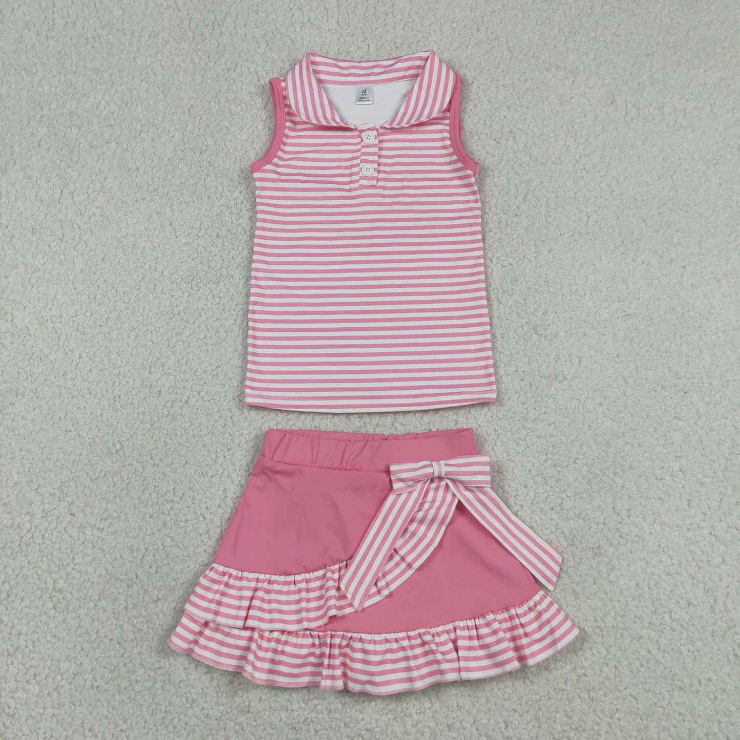 Sibling Baby Girls Bows Checked Button Vests Ruffle Skirt Shorts Yoga Active Clothes Sets