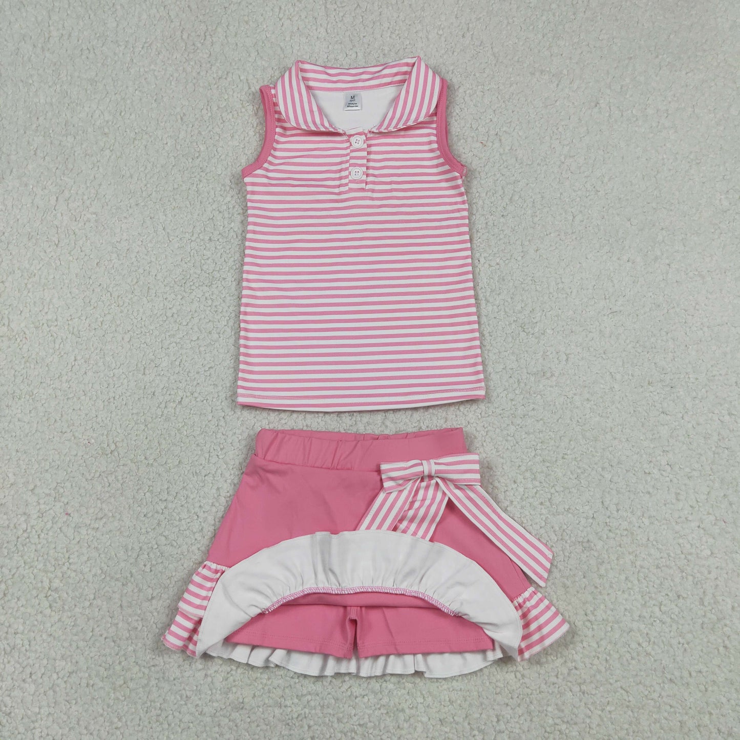 Sibling Baby Girls Bows Checked Button Vests Ruffle Skirt Shorts Yoga Active Clothes Sets