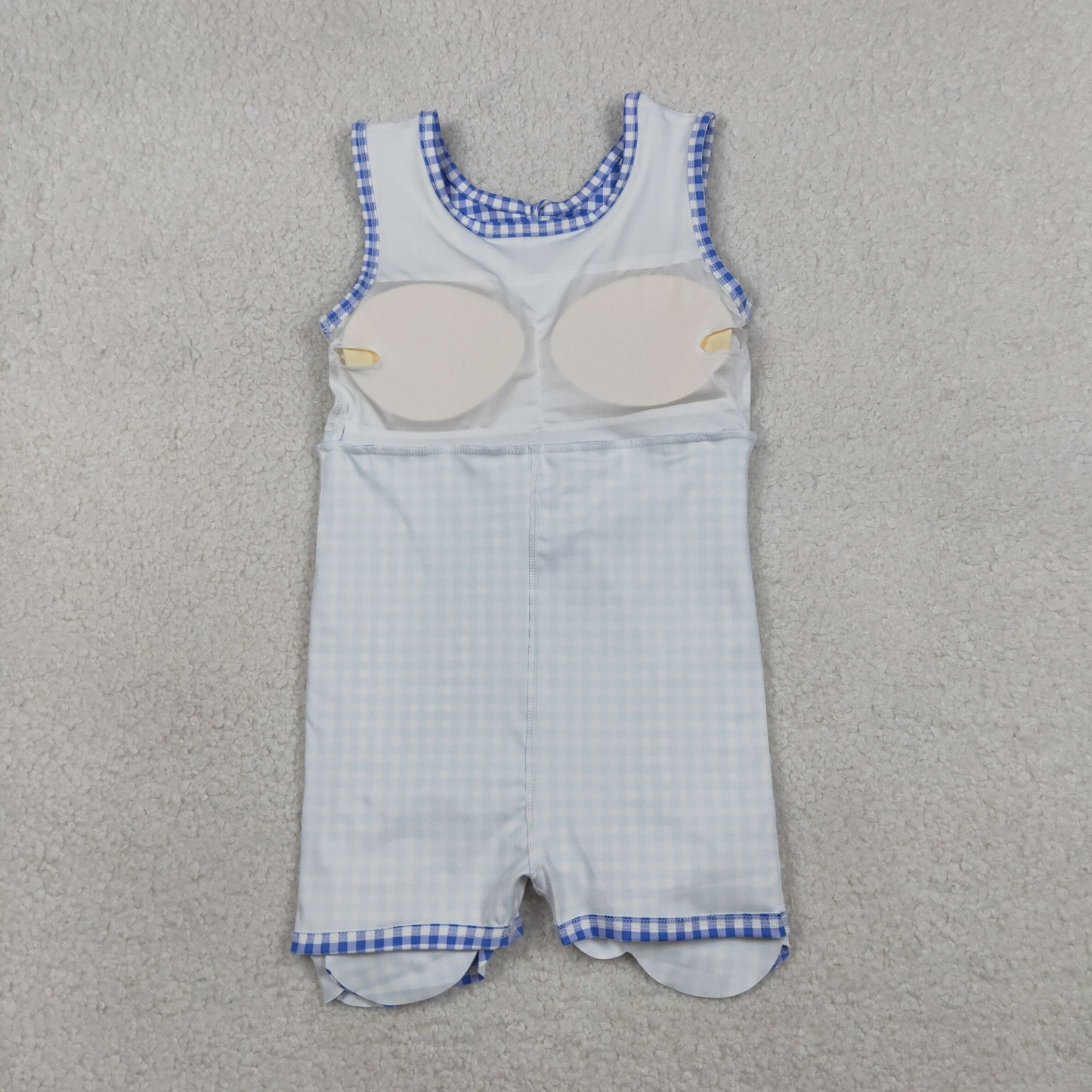 Sibling Baby Girls Blue Orange Checked Yoga Active Shorts Scallop Knee Length Dresses