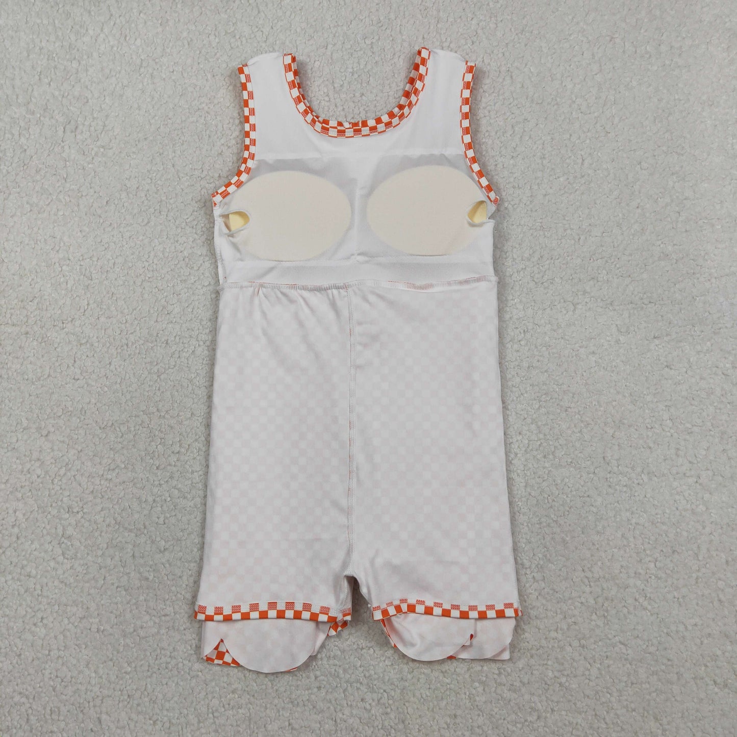 Sibling Baby Girls Blue Orange Checked Yoga Active Shorts Scallop Knee Length Dresses