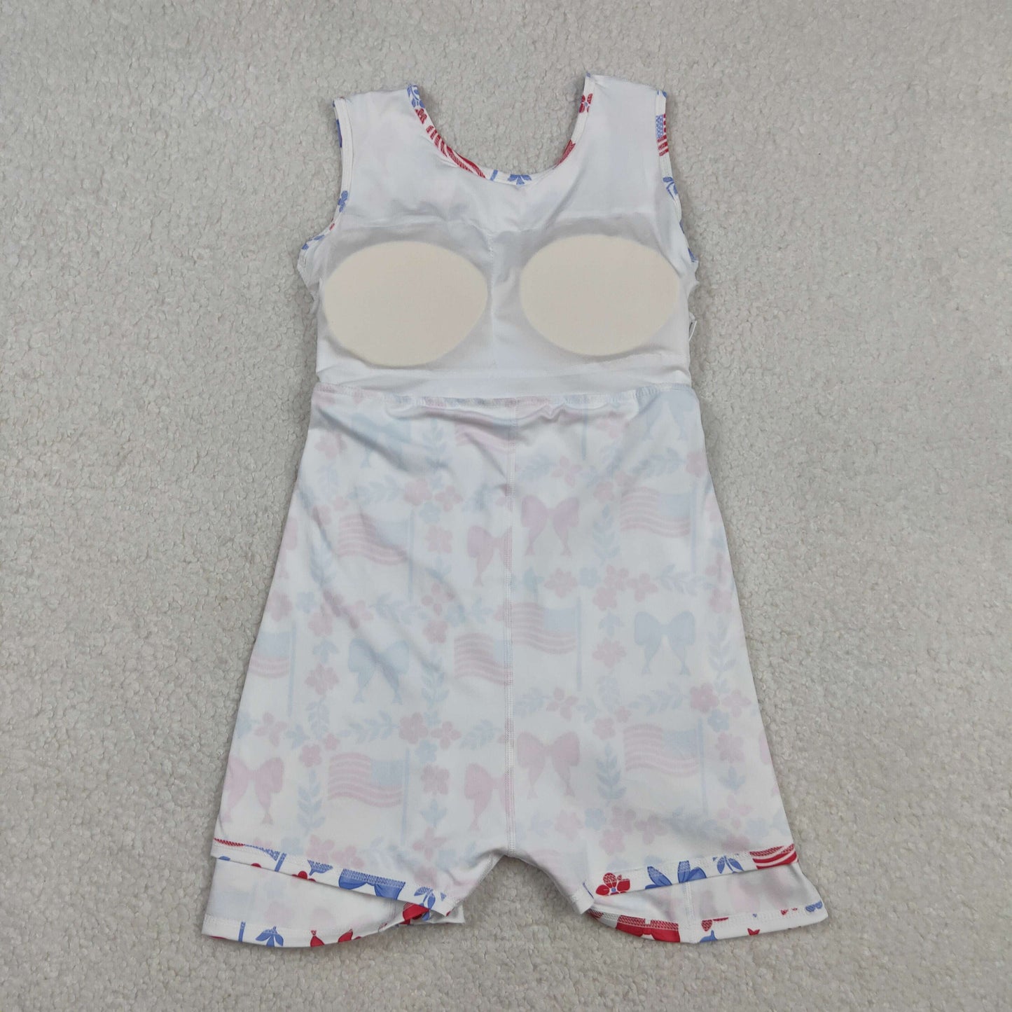 GSD3500 Baby Girls Flag Bows Checked 4th of July Yoga Active Shorts Knee Length Dress