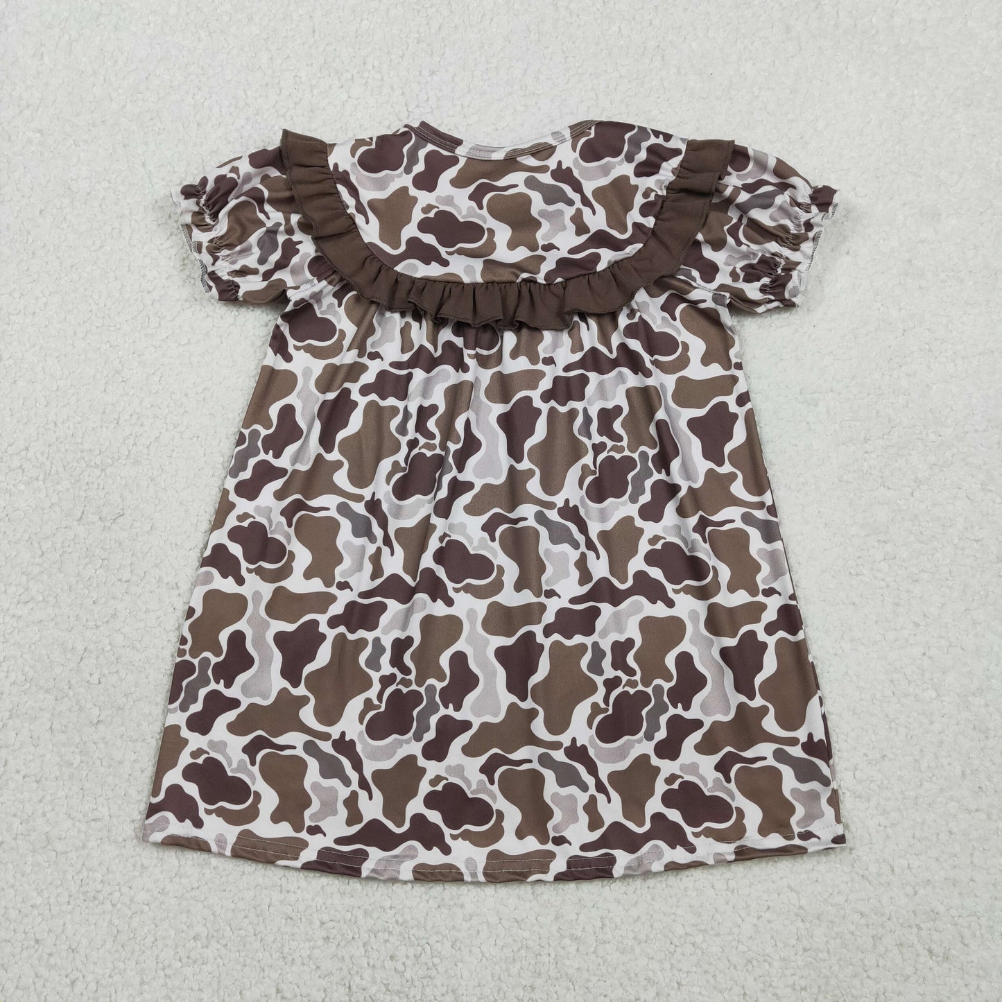 GSD3526 Baby Girls Embroidery Daddy's Girl Southern Khaki Camo Knee Length Dresses
