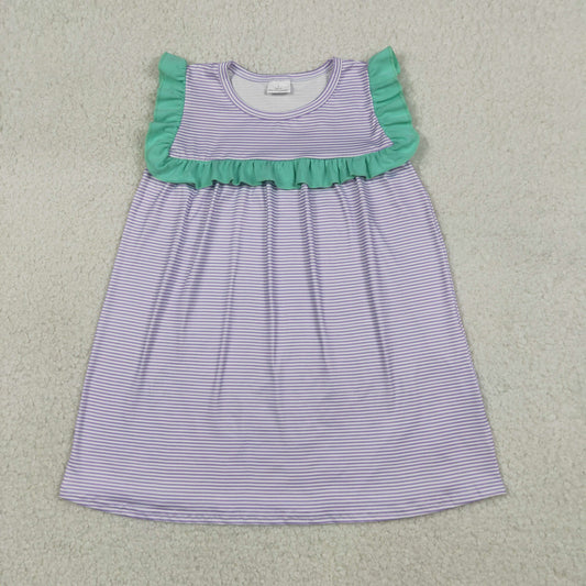 GSD3560 Baby Girls Sleeveless Purple Stripe Knee Length Dresses