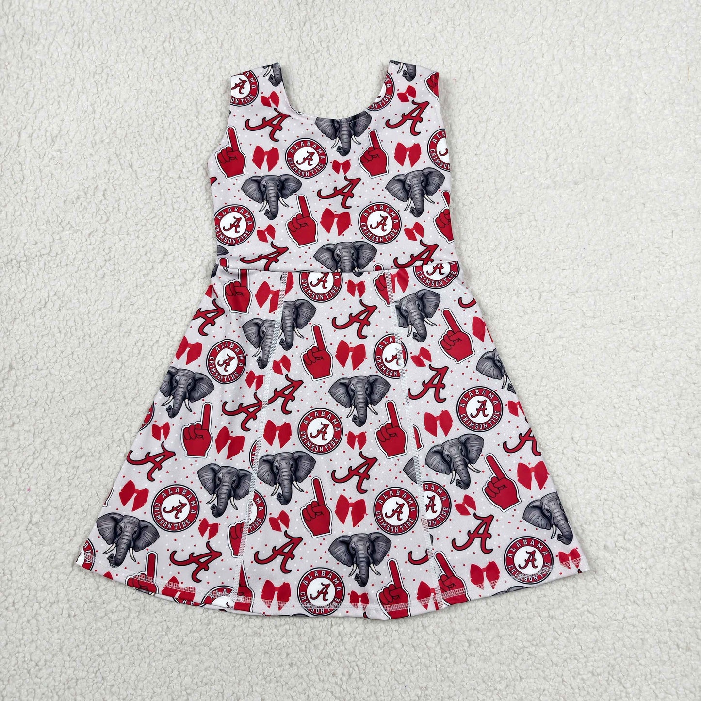 Sibling Baby Girls Softballs Baseballs Bows Yoga Active Short Team Knee Length Dresses
