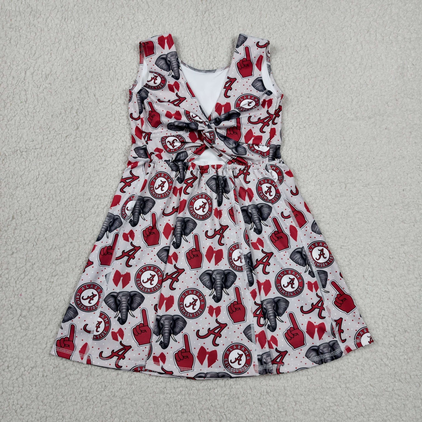 Sibling Baby Girls Softballs Baseballs Bows Yoga Active Short Team Knee Length Dresses