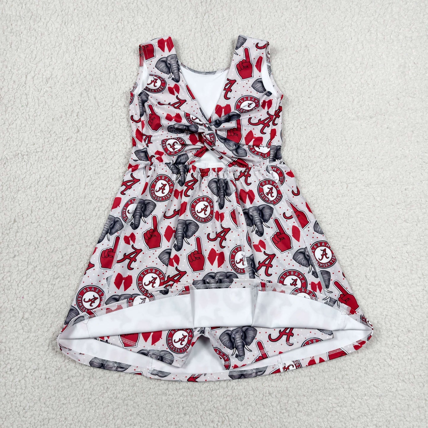 Sibling Baby Girls Softballs Baseballs Bows Yoga Active Short Team Knee Length Dresses
