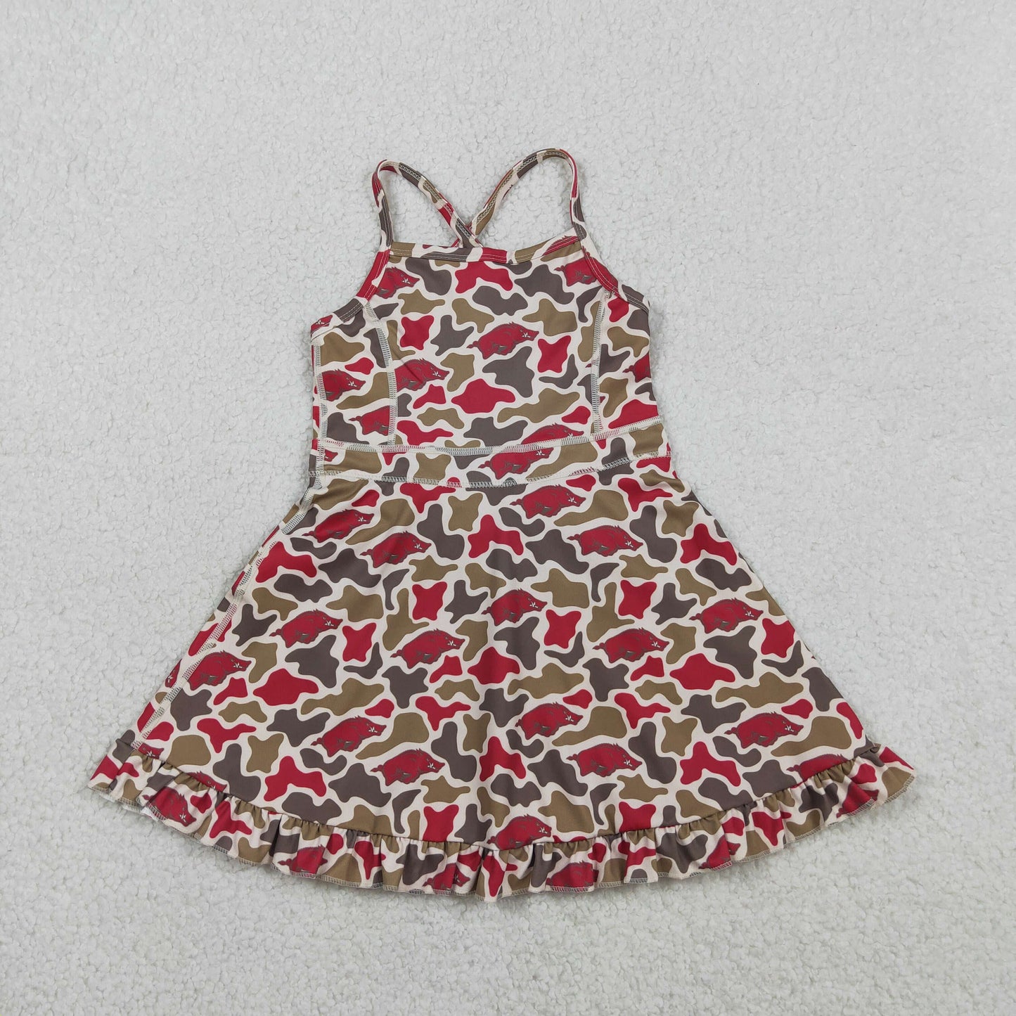 Sibling Baby Girls Strap Leopard Team Yoga Active Short Team Knee Length Dresses