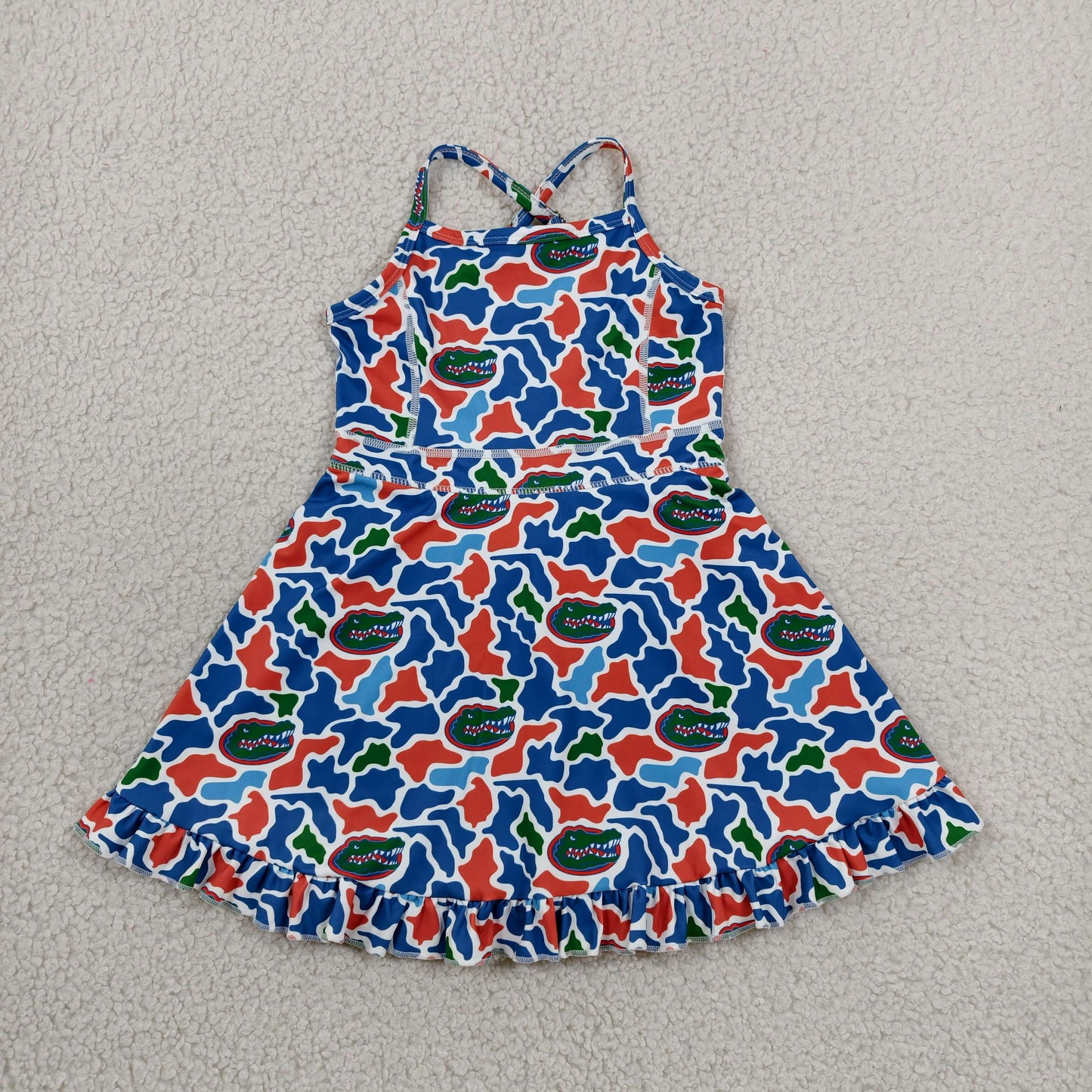 Sibling Baby Girls Strap Leopard Team Yoga Active Short Team Knee Length Dresses