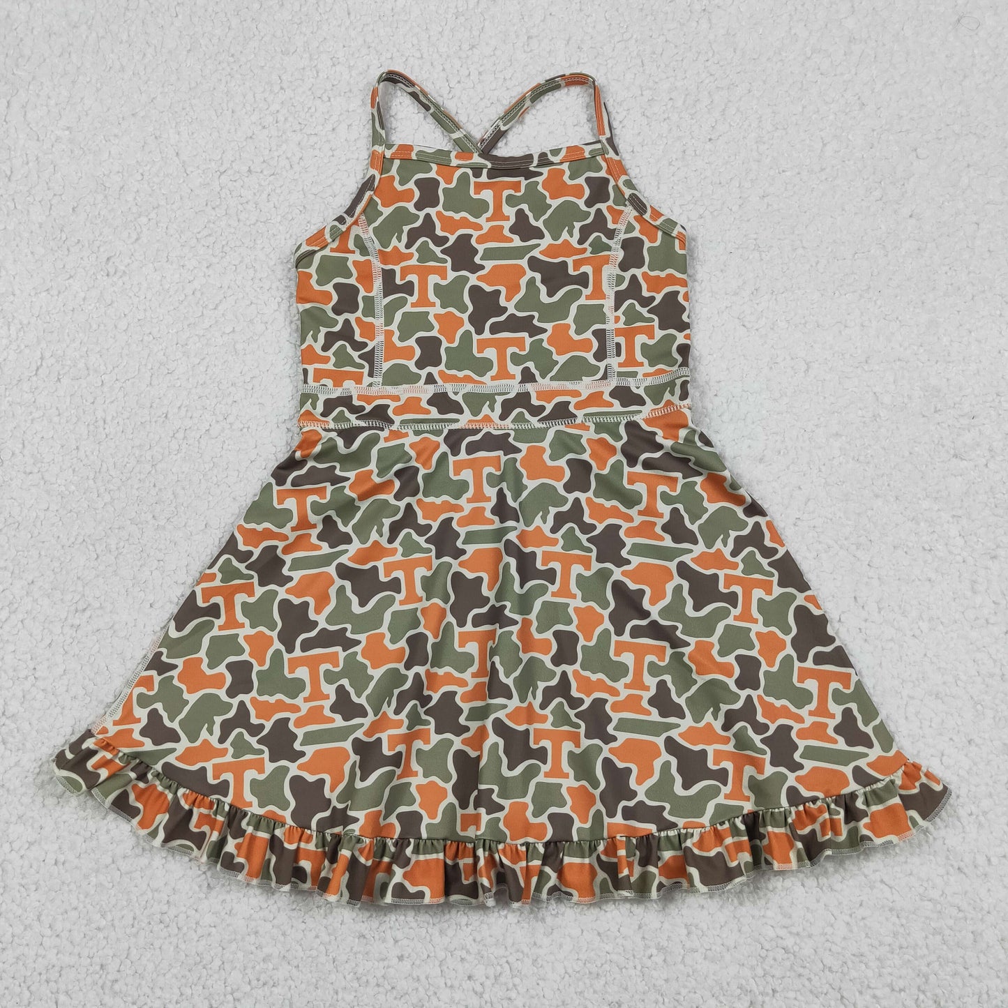 Sibling Baby Girls Strap Leopard Team Yoga Active Short Team Knee Length Dresses