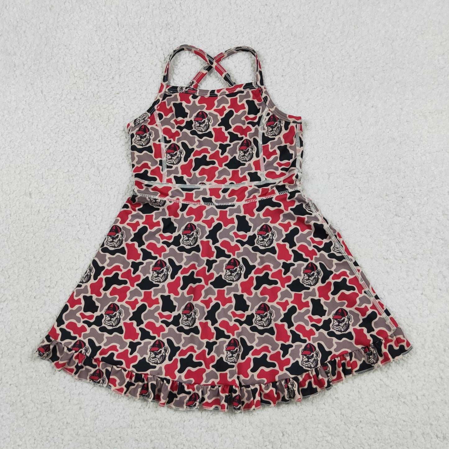 Sibling Baby Girls Strap Leopard Team Yoga Active Short Team Knee Length Dresses
