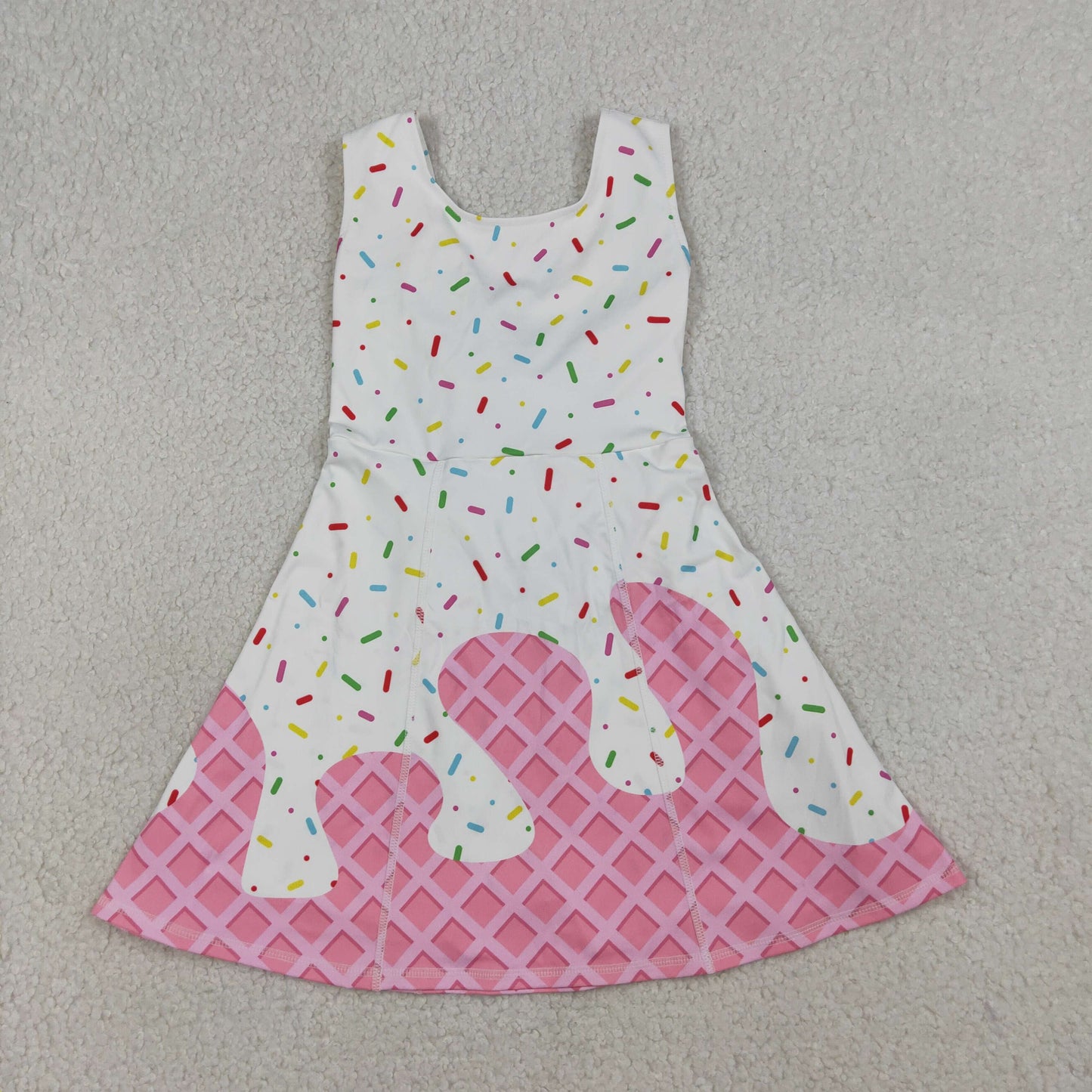 Sibling Baby Girls Ice-cream Drip Yoga Skort Knee Length Dresses