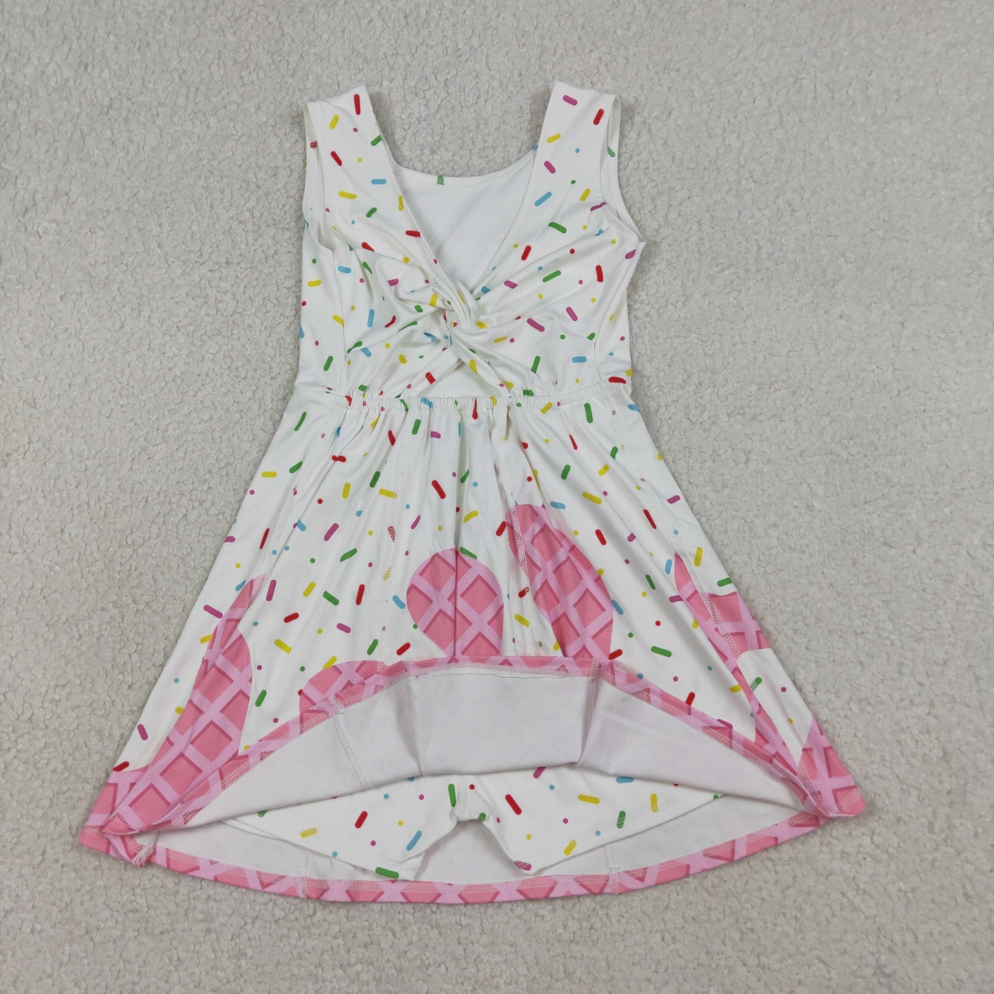 Sibling Baby Girls Ice-cream Drip Yoga Skort Knee Length Dresses