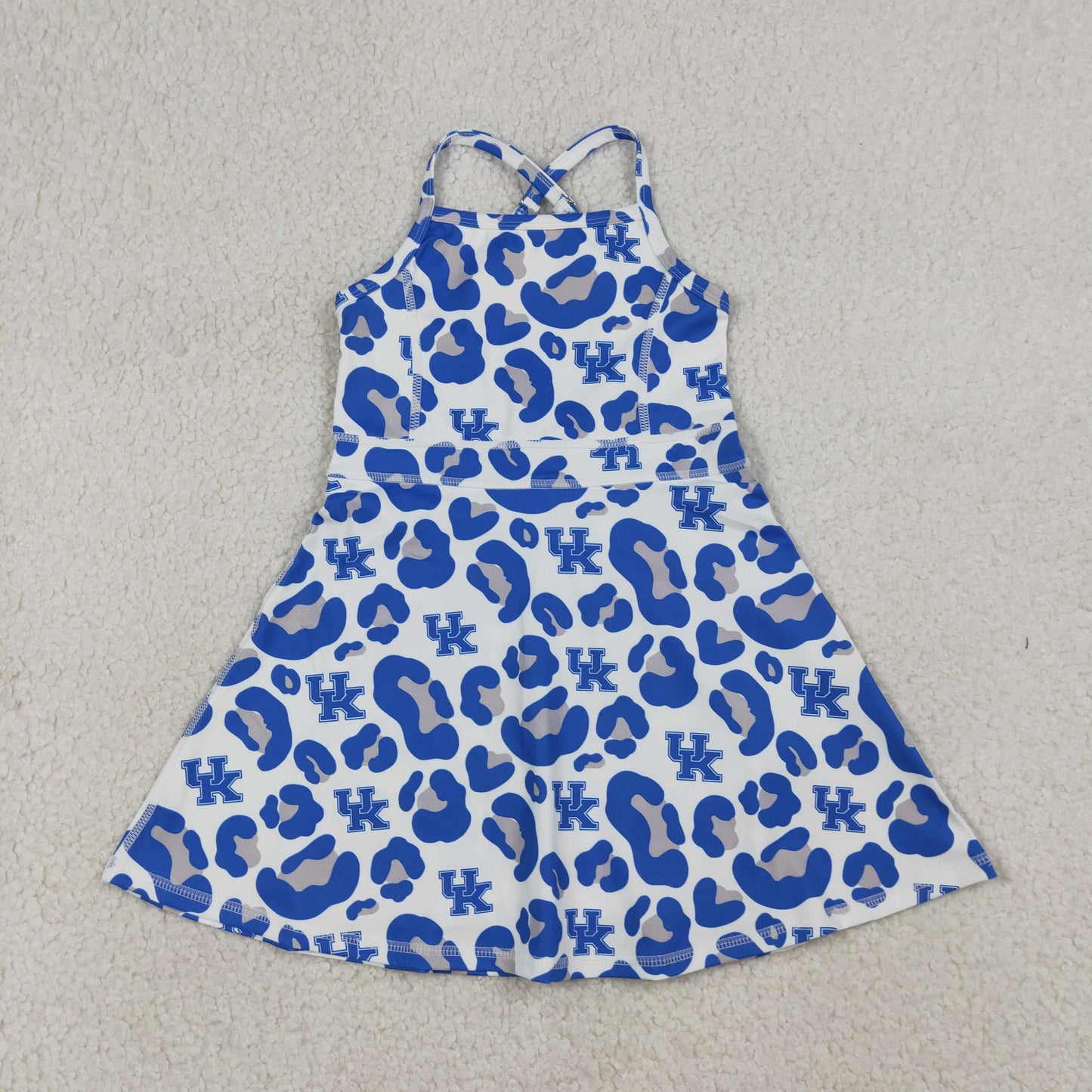 Sibling Baby Girls Strap Leopard Team Yoga Active Short Team Knee Length Dresses
