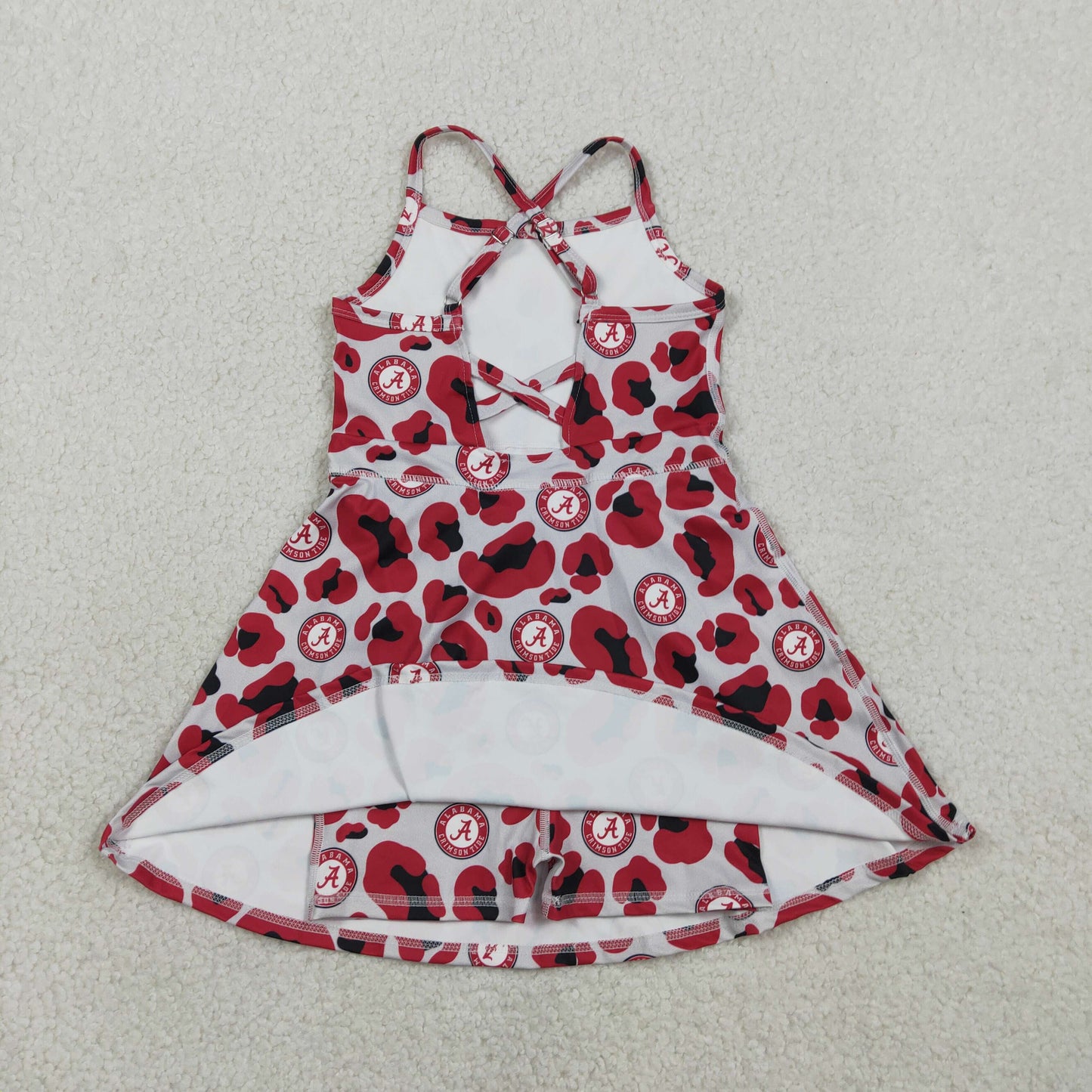 GSD3635 Baby Girls Strap Leopard A Team Yoga Active Shorts Knee Length Dresses
