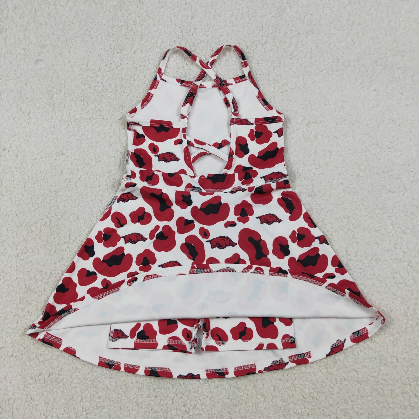 Sibling Baby Girls Strap Leopard Team Yoga Active Short Team Knee Length Dresses