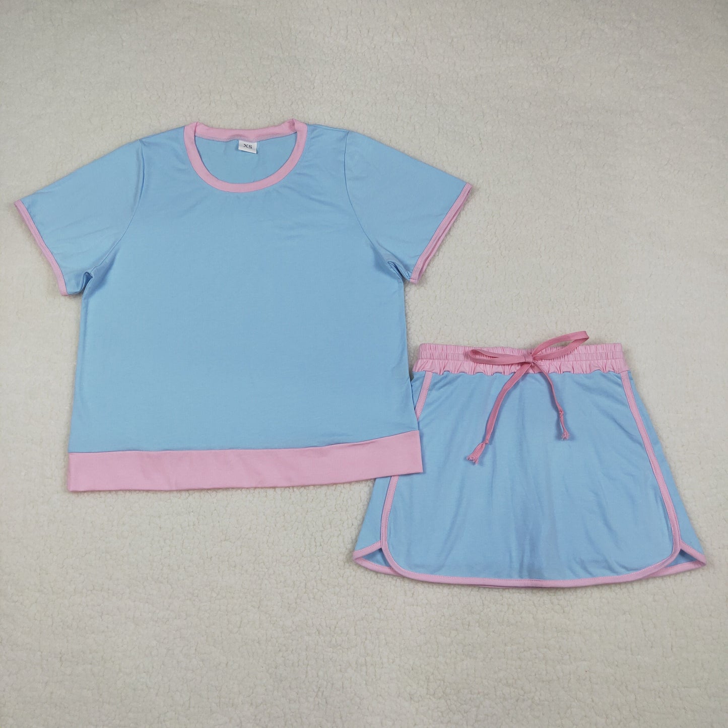 Mama and Me Girls Short Sleeve Top Skirt Short Cotton Clothes Sets