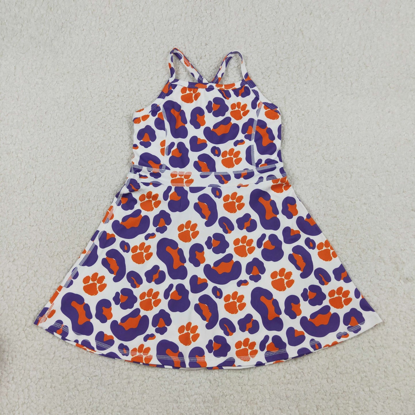 Sibling Baby Girls Strap Leopard Team Yoga Active Short Team Knee Length Dresses