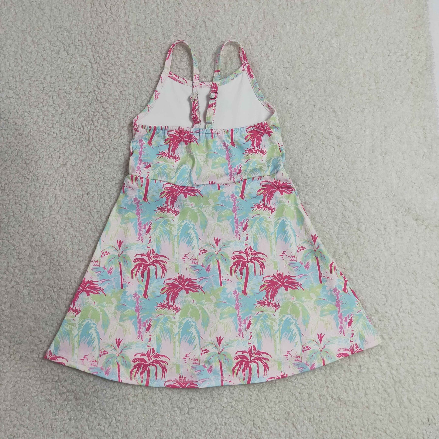 Sibling Baby Girls Strap Bows Flowers Yoga Active Shorts Knee Length Dresses