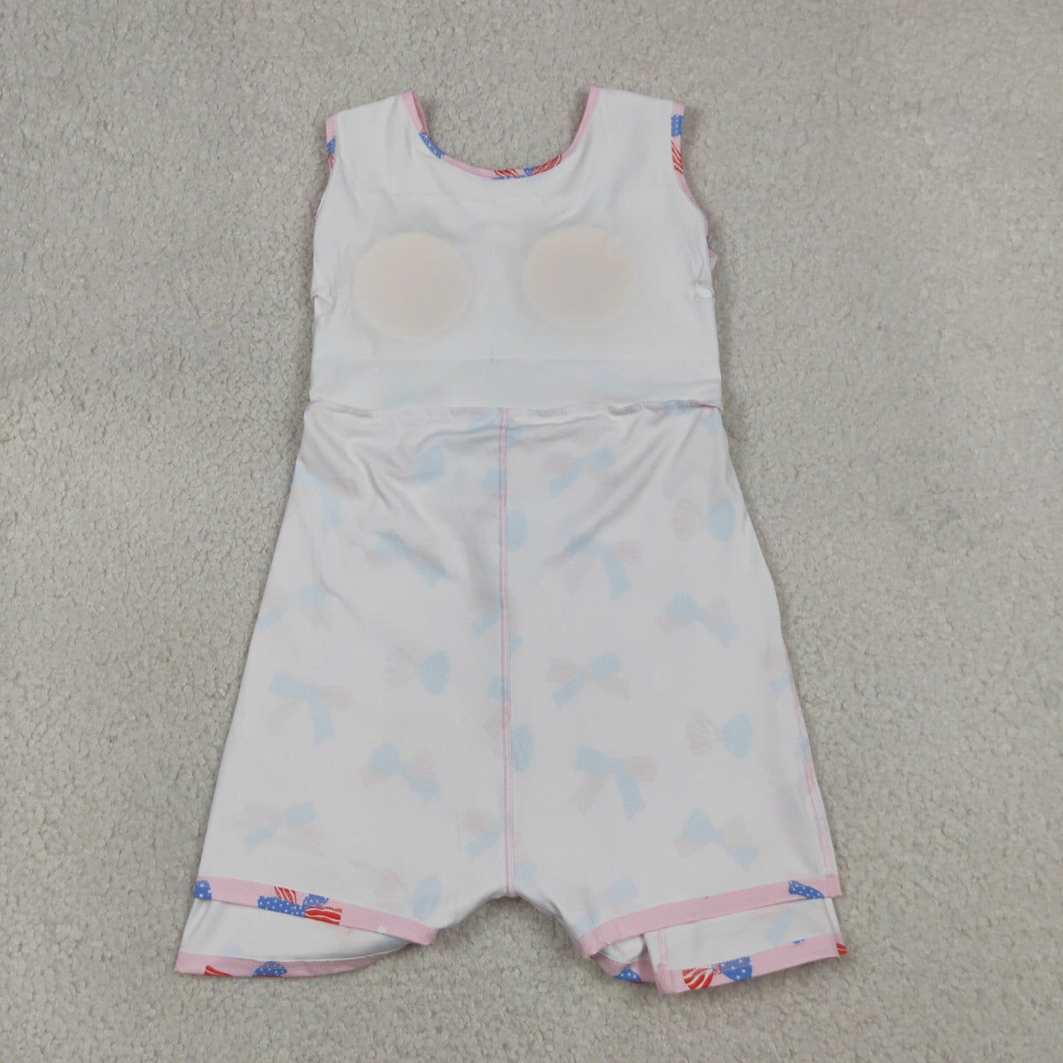 GSD3748 Baby Girls Blue Red Bows Flowers 4th of July Yoga Active Short Knee Length Dress
