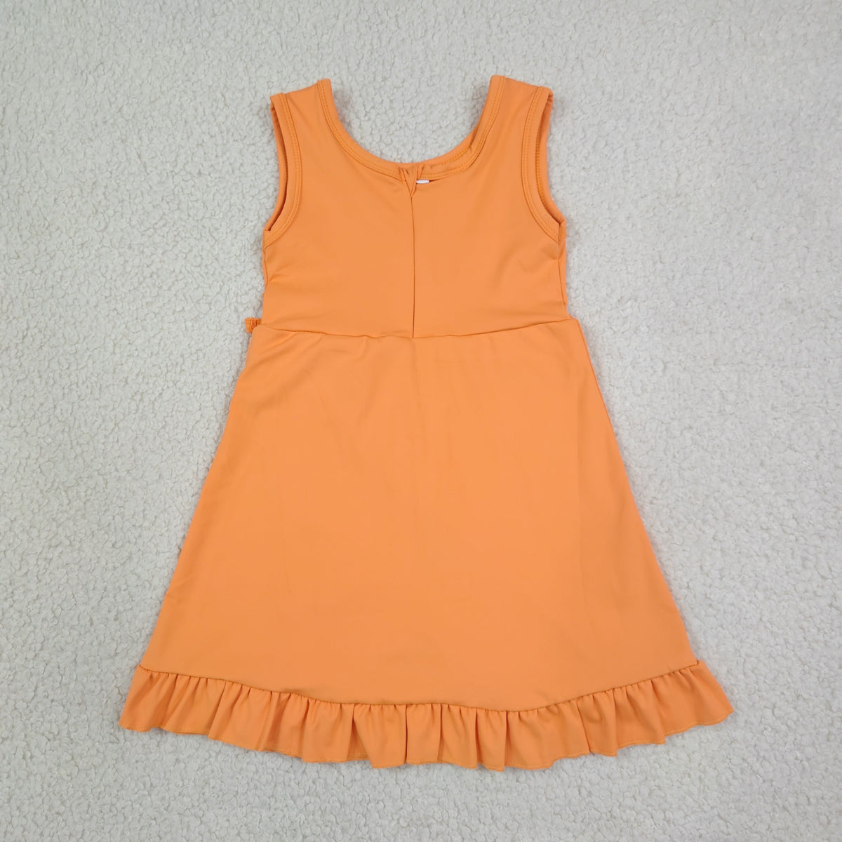 GSD3767 Baby Girls Orange Sleeveless Back Zip Yoga Active Short Ruffle Knee Length Dress