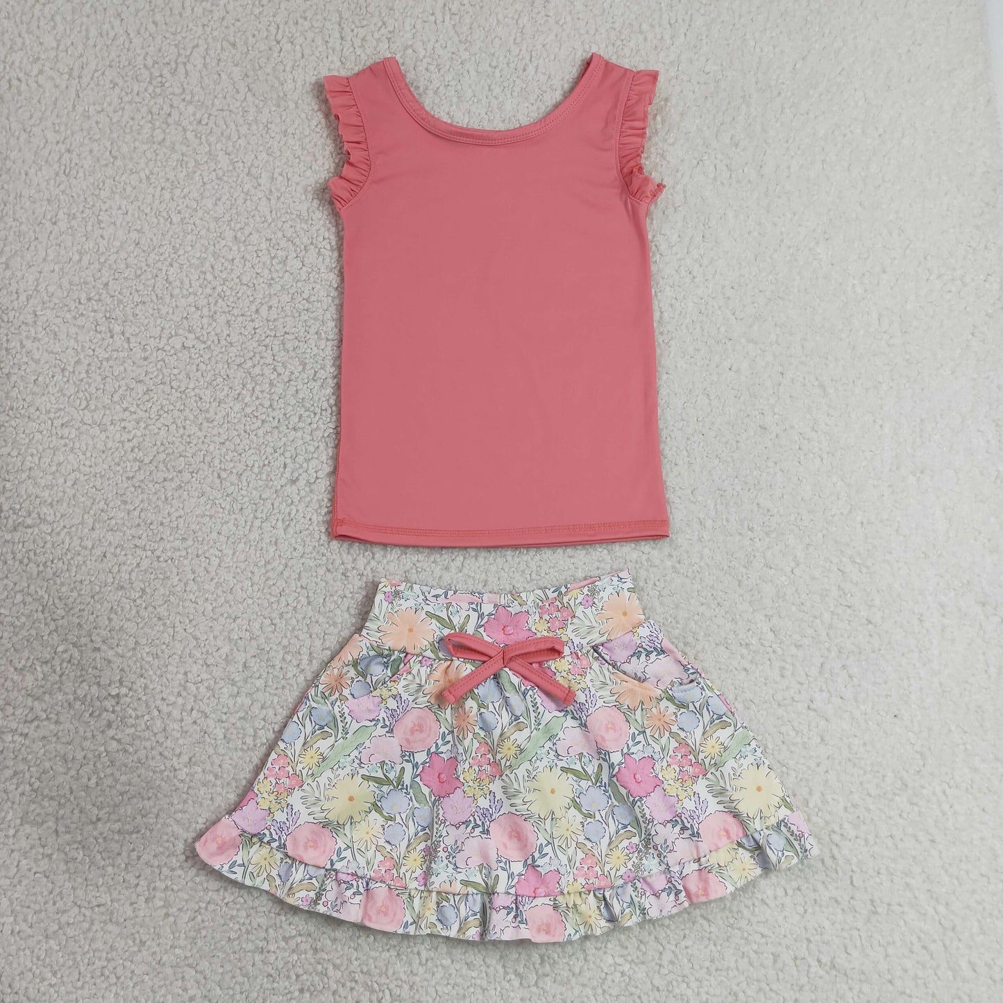 Sibling Baby Girls Sleeveless Vest Top Flowers Skirt Shorts Yoga Active Clothes Sets